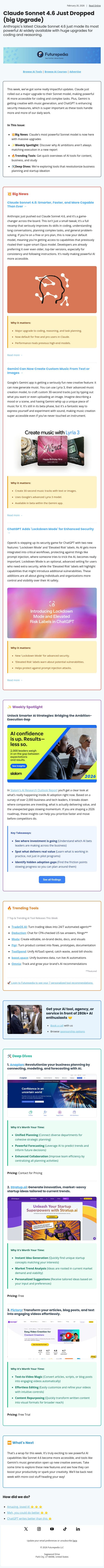 Claude Sonnet 4.6 Just Dropped (big Upgrade) email from 未来百科 screenshot