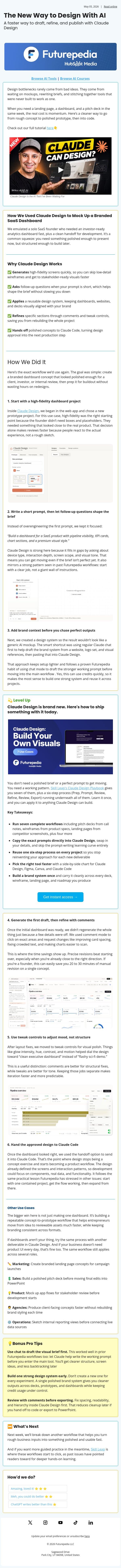 Claude Design Just Made Mockups Obsolete email from 未来百科 screenshot