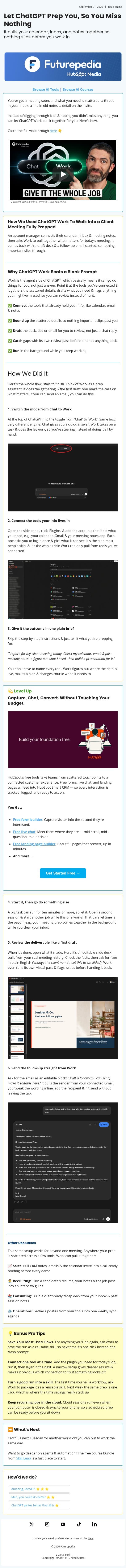 Let ChatGPT Prep You, So You Miss Nothing email from 未来百科 screenshot