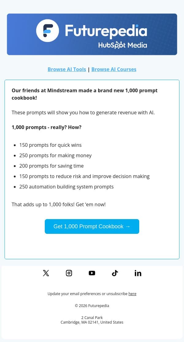 1,000 money making prompts! email from 未来百科 screenshot