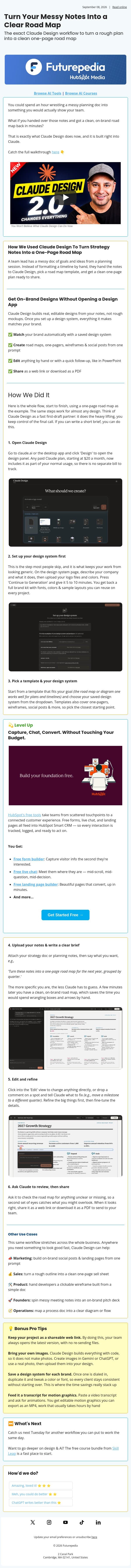 Turn Your Messy Notes Into a Clear Road Map email from 未来百科 screenshot