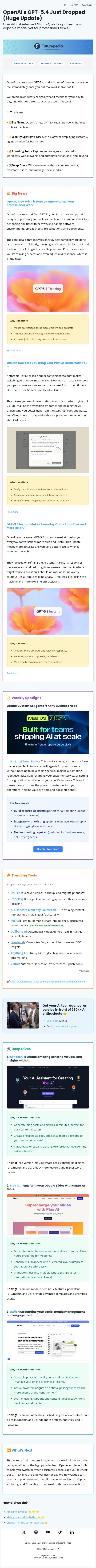 OpenAI's GPT-5.4 Just Dropped (Huge Update) email from 未来百科 screenshot