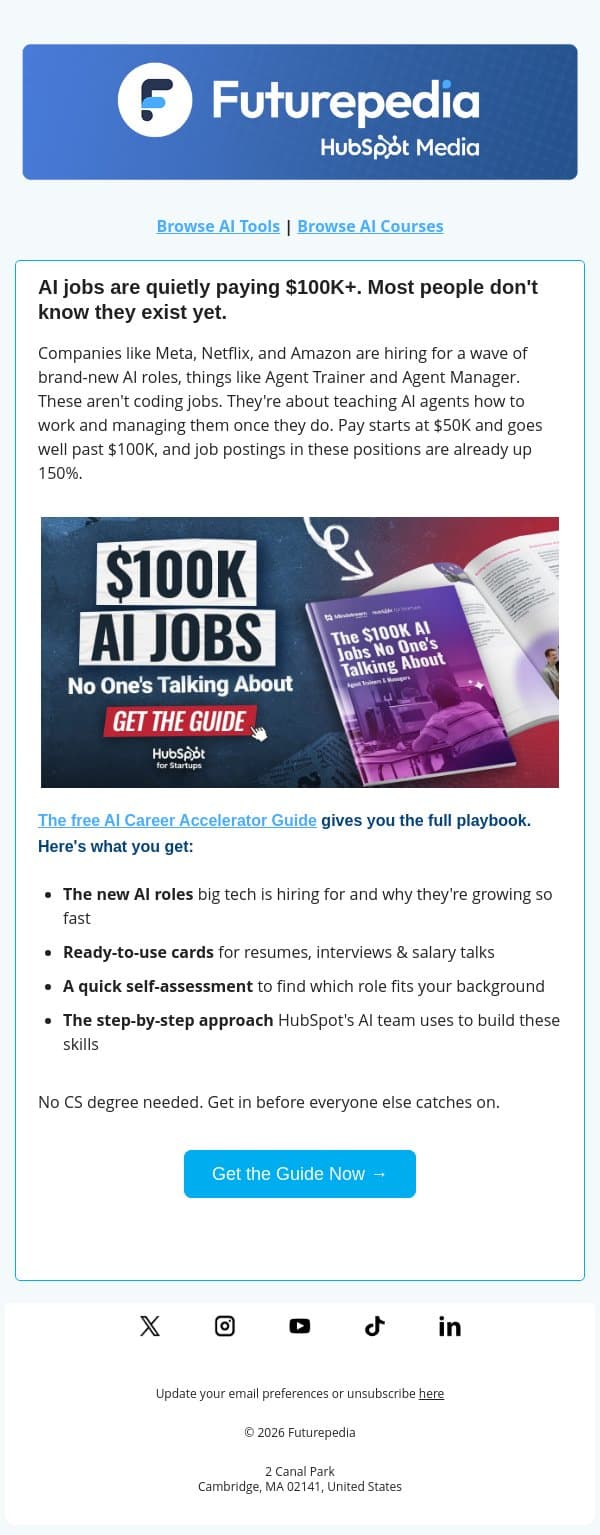 $100K AI Jobs With Almost Zero Competition email from 未来百科 screenshot