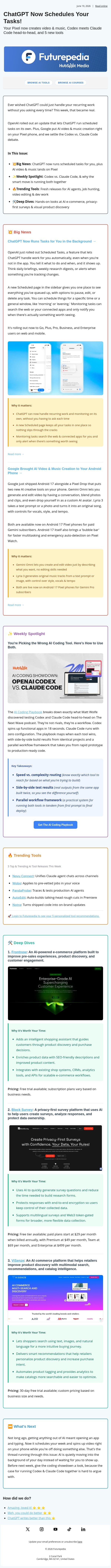 ChatGPT Now Schedules Your Tasks! email from 未来百科 screenshot