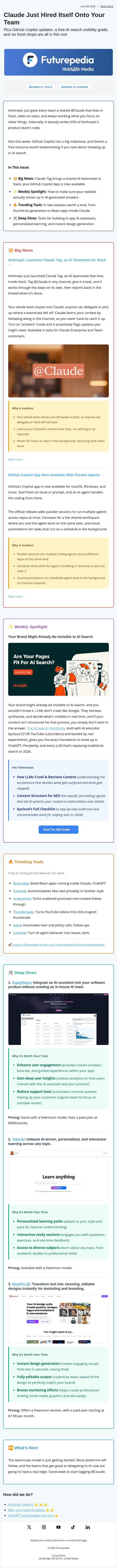 Claude Just Hired Itself Onto Your Team email from 未来百科 screenshot