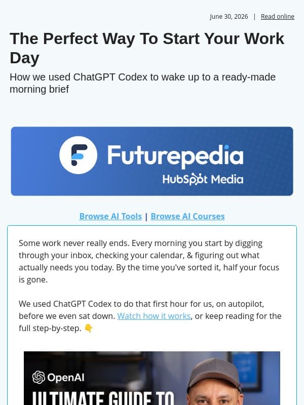 The Perfect Way To Start Your Work Day email from 未来百科