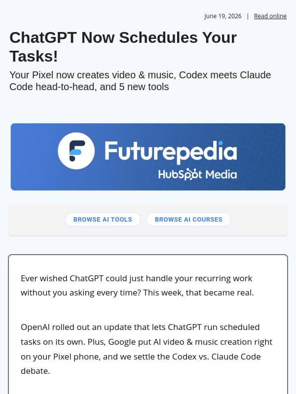ChatGPT Now Schedules Your Tasks! email from 未来百科