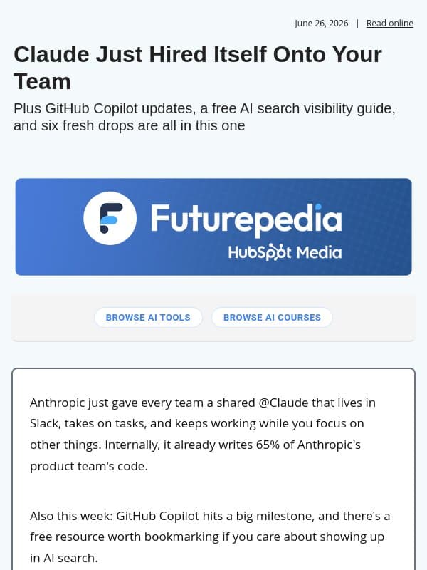 Claude Just Hired Itself Onto Your Team email from 未来百科