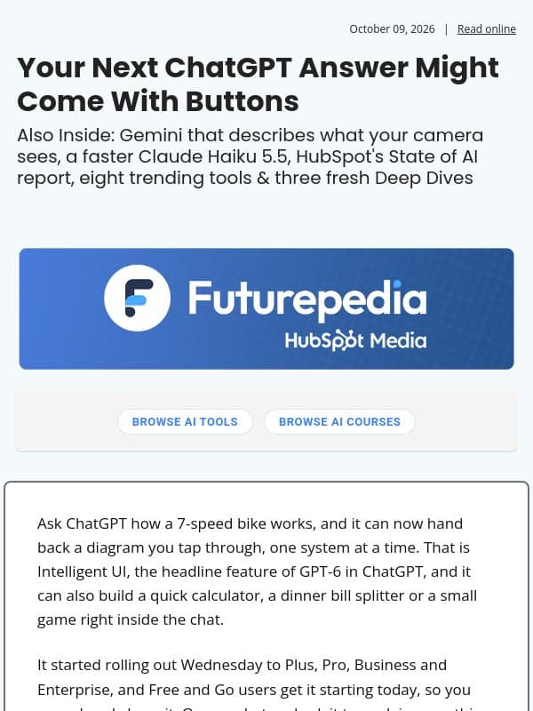 Your Next ChatGPT Answer Might Come With Buttons email from 未来百科