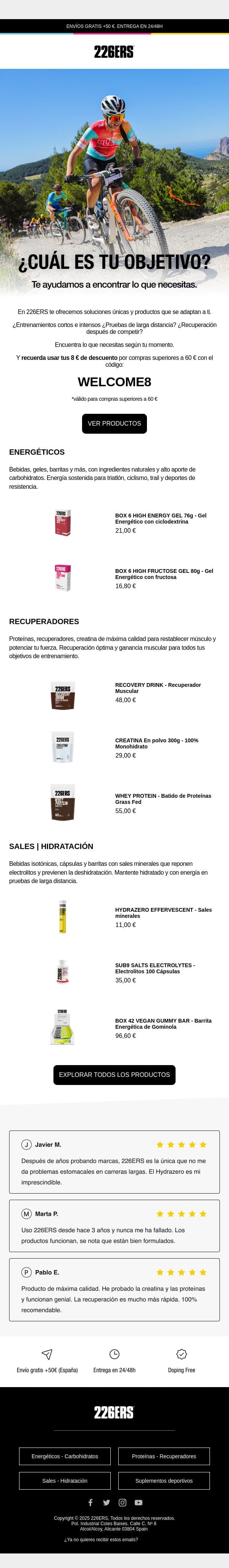 Si aún no has aprovechado tu cupón... email from 226ERS screenshot