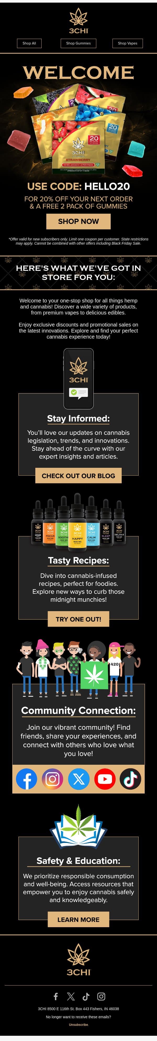 Your FREE Gummies Are Here 👀 email from 3Chi screenshot