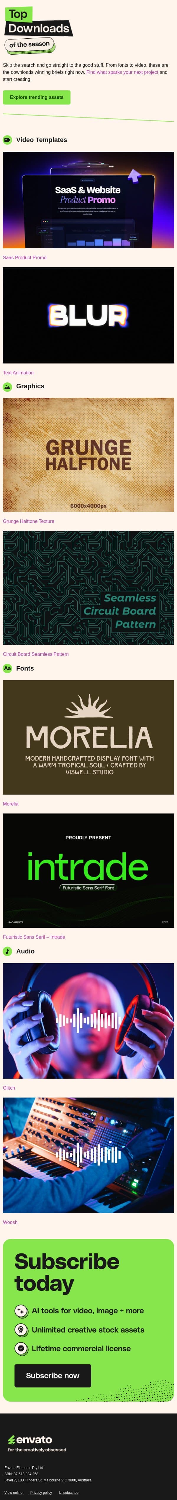 ✨ This season's top downloads email from 3DOcean screenshot