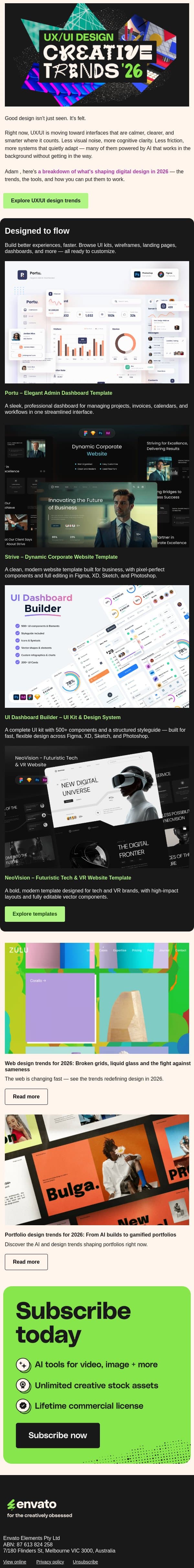 Have you noticed these UX/UI shifts yet? 👀 email from 3DOcean screenshot