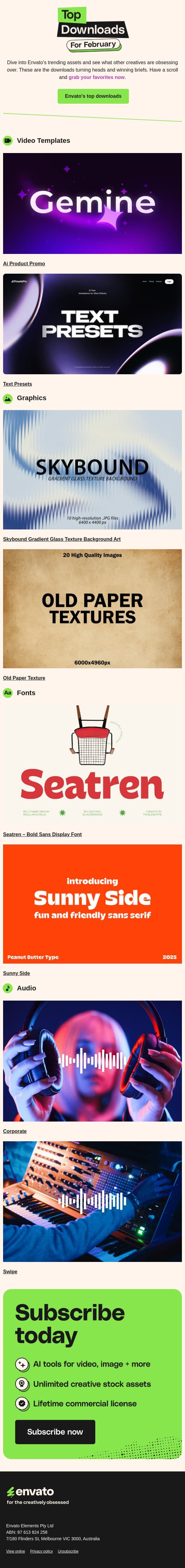 🏆 Top downloads for February email from 3DOcean screenshot