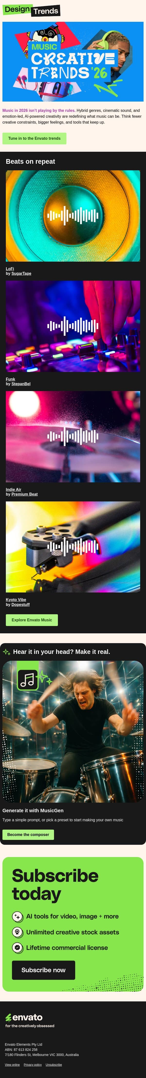 🎶 Why music sounds different in 2026 email from 3DOcean screenshot