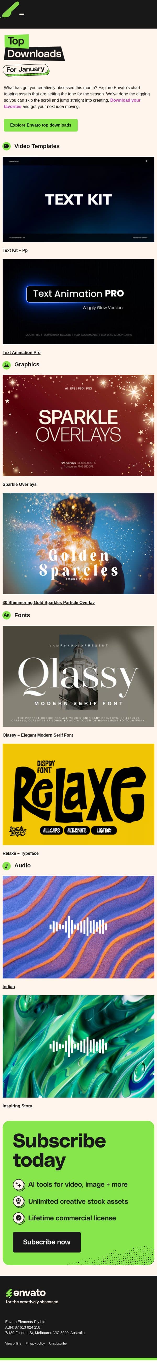 ⭐️ Top downloads for January, Adam email from 3DOcean screenshot