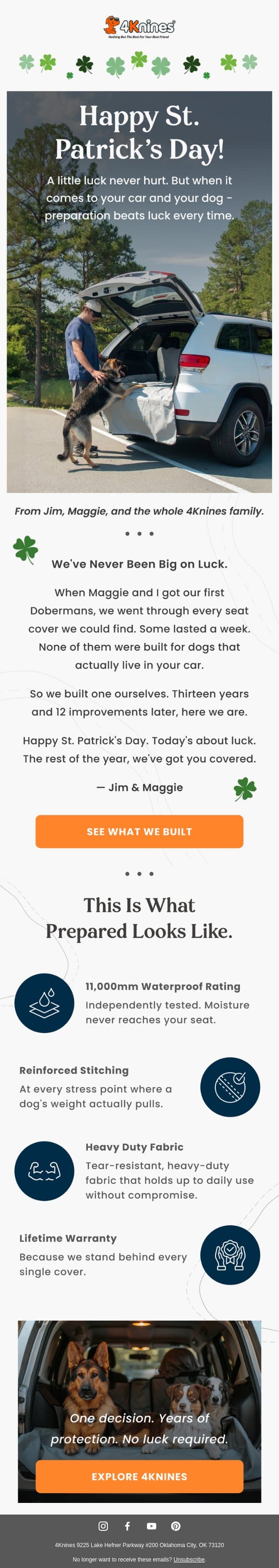 Some dog owners get lucky. Most of us just got prepared. email from 4Knines screenshot