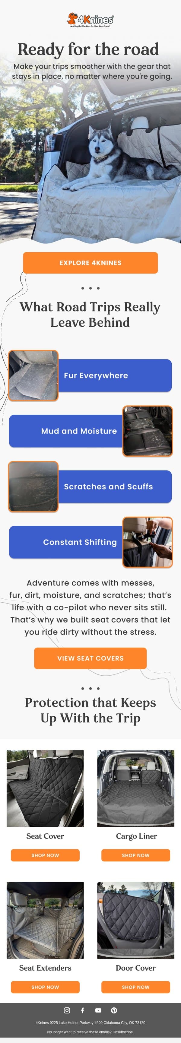Protection that keeps up with real travel. email from 4Knines screenshot