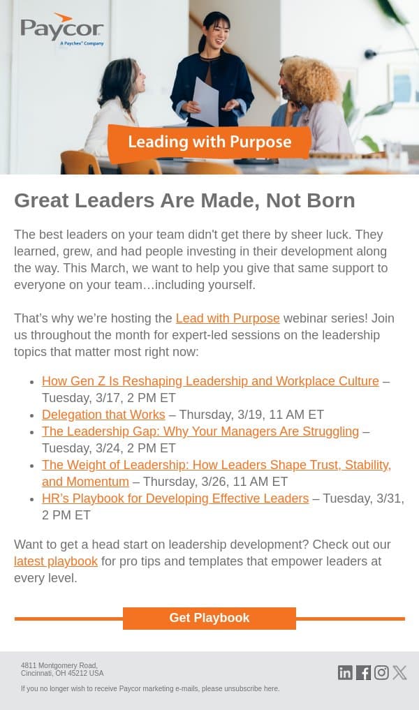 March Webinar Series: Register Now! email from 7Geese screenshot