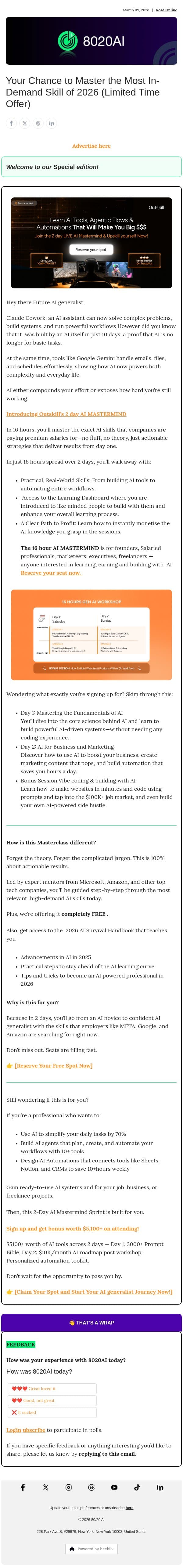 Your Chance to Master the Most In-Demand Skill of 2026 (Limited Time Offer) email from 8020 AI screenshot
