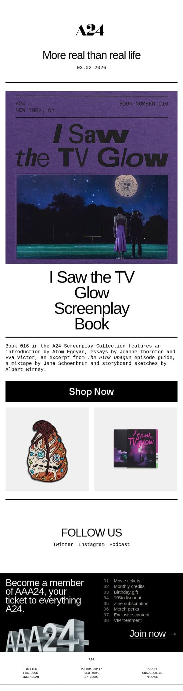 More real than real life email from A24 screenshot