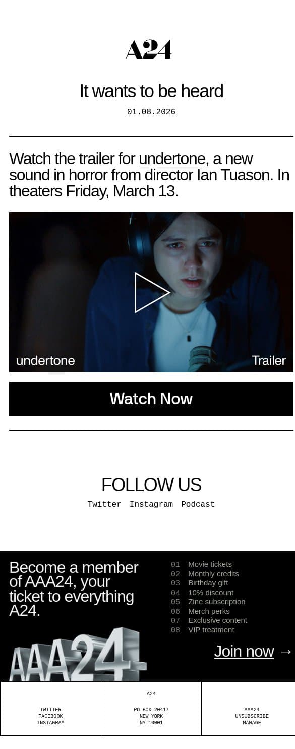 It wants to be heard email from A24 screenshot