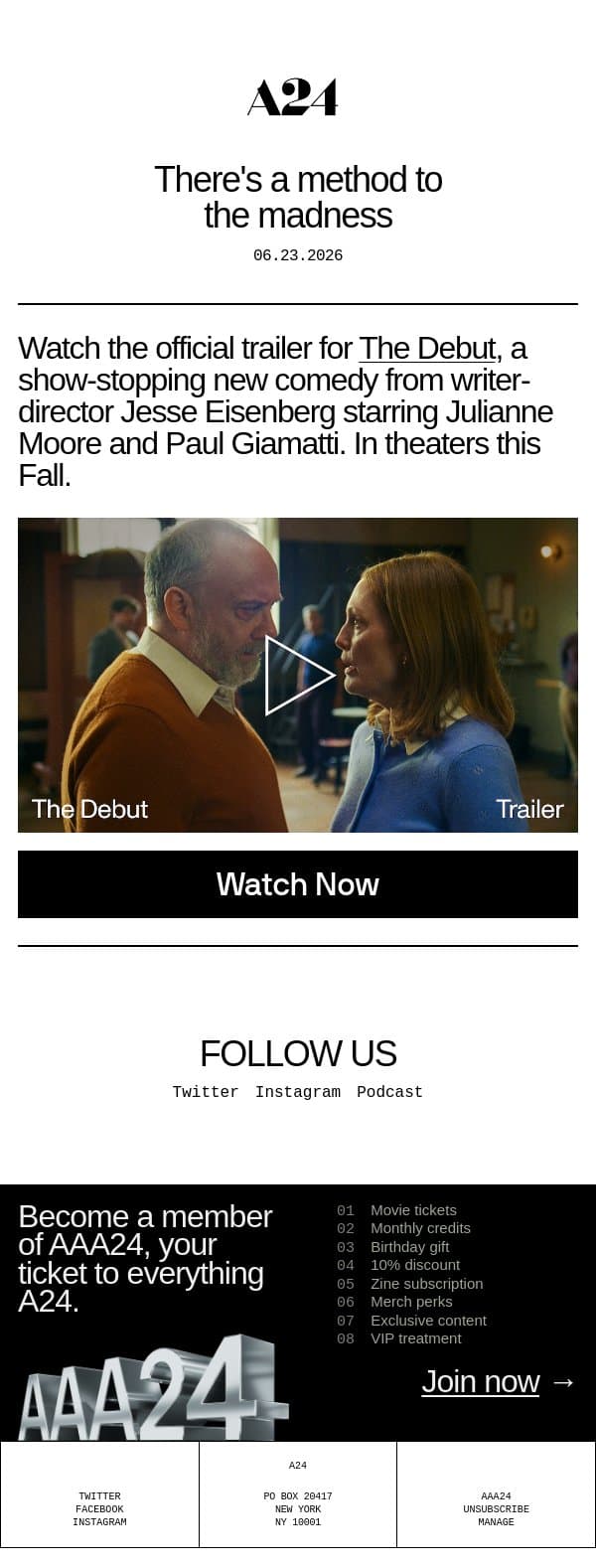There's a method to the madness email from A24 screenshot