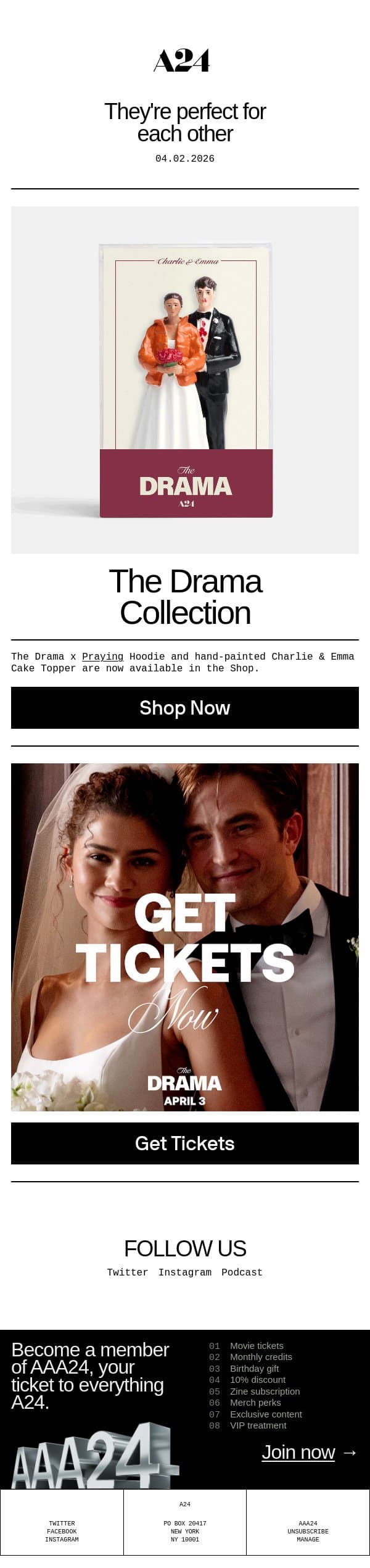 They're perfect for each other email from A24 screenshot