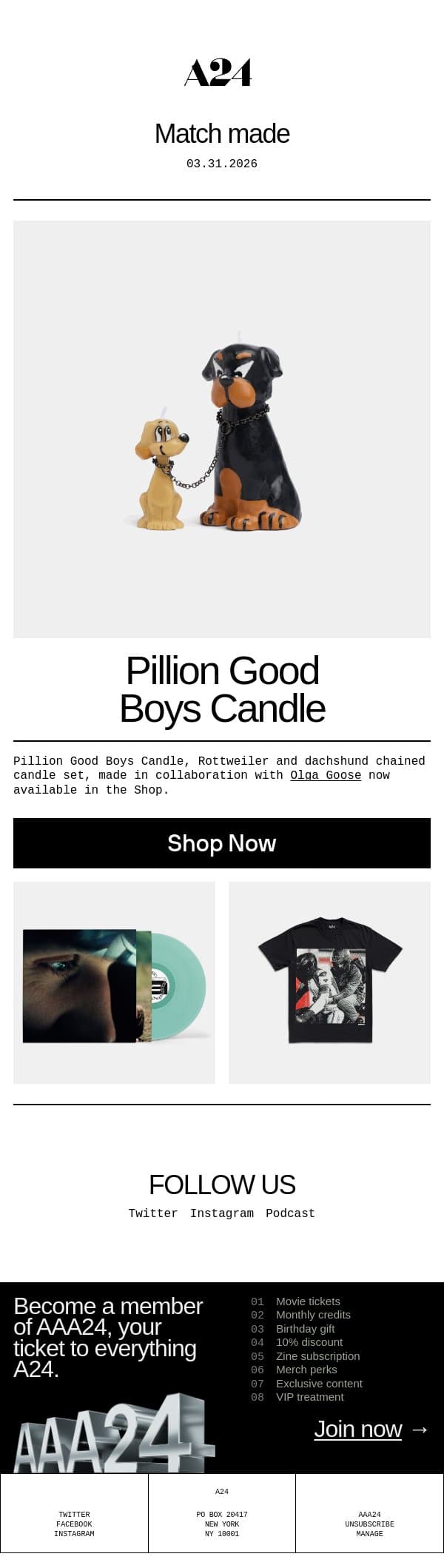 Match made email from A24 screenshot