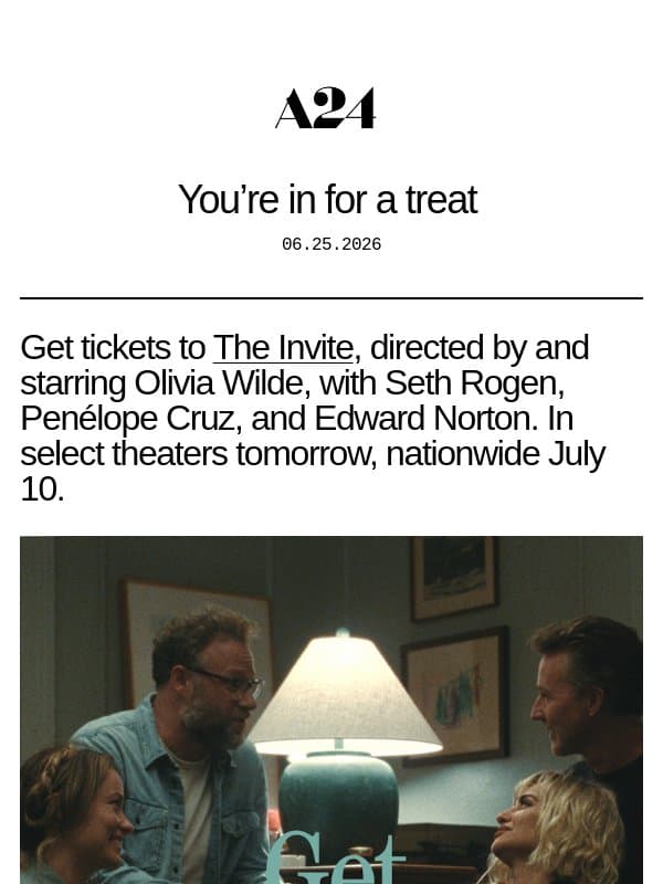 You're in for a treat email from A24