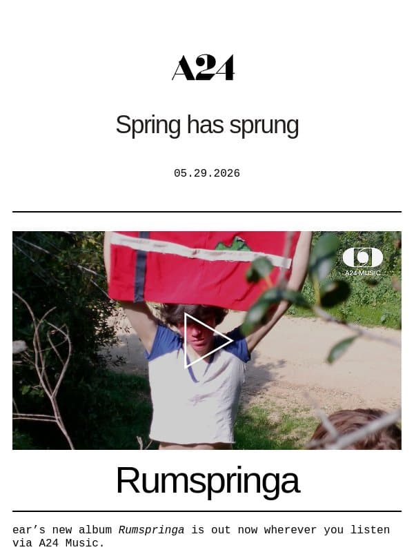 ear's Rumspringa from A24 Music email from A24