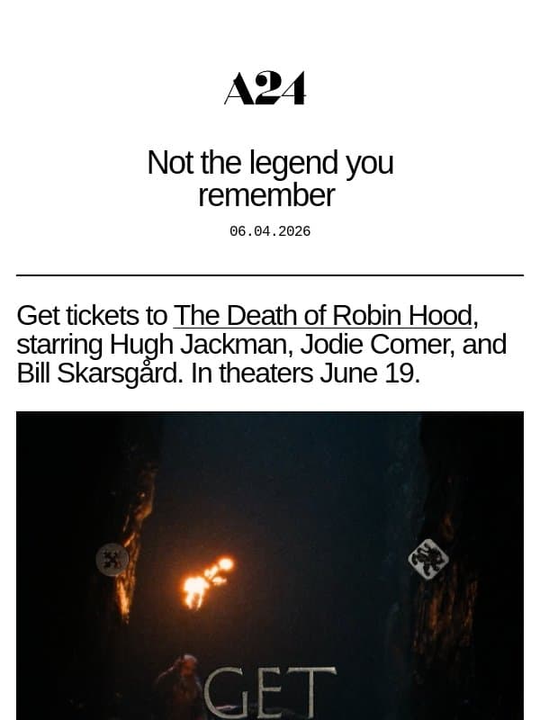 Not the legend you remember email from A24