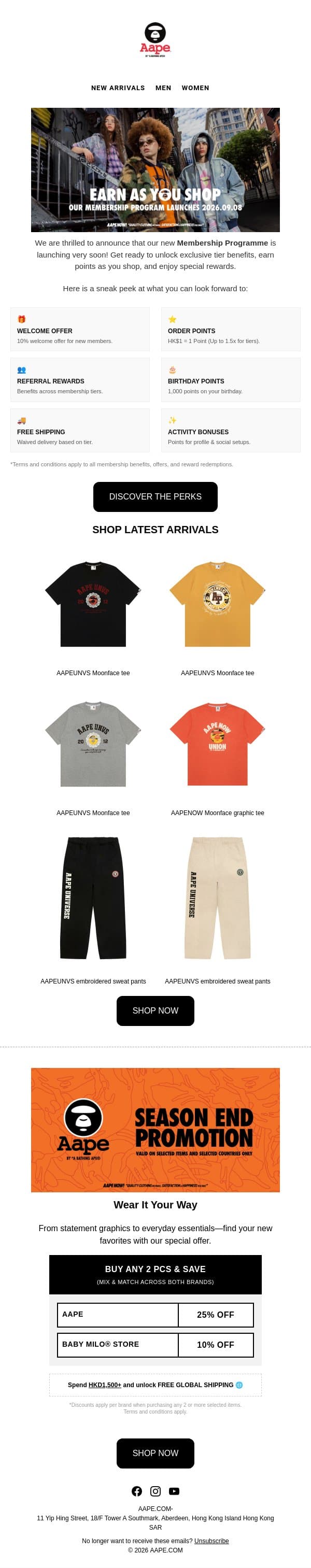 Coming Soon: Our Brand New Membership Programme 🚀 email from Aape screenshot