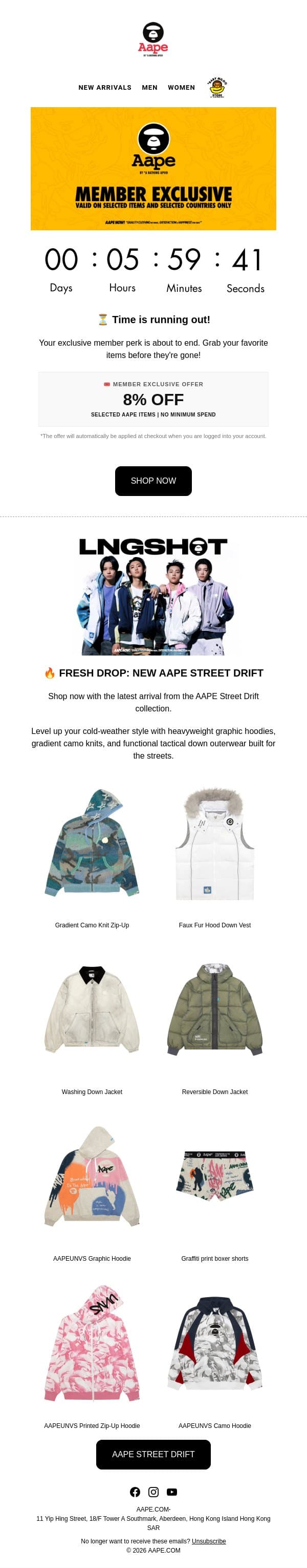 🔥 Fresh Drop: New AAPE Street Drift is Here! email from Aape screenshot