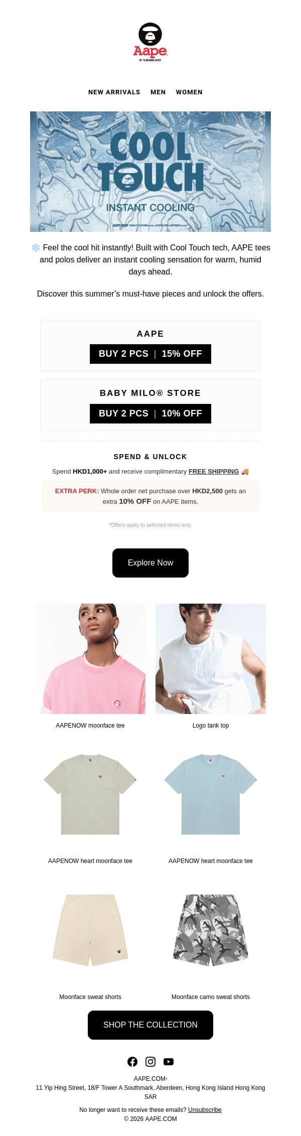 ❄️ Feel the Cool Hit Instantly + Enjoy Up to 25% OFF email from Aape screenshot