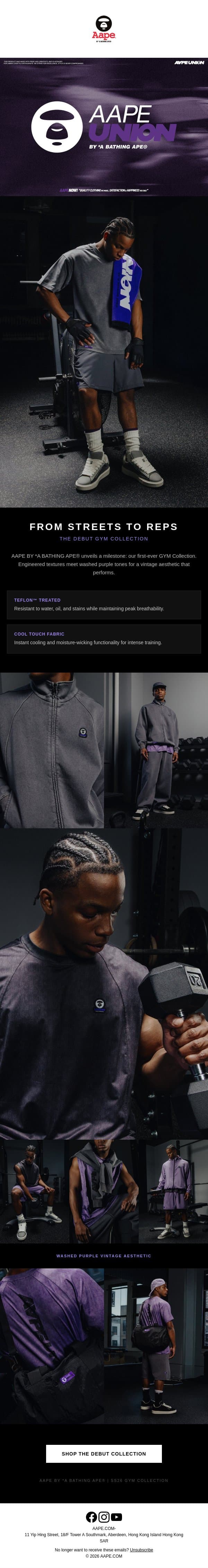 ⚡ AAPE x UNION: The Debut GYM Collection is Here email from Aape screenshot