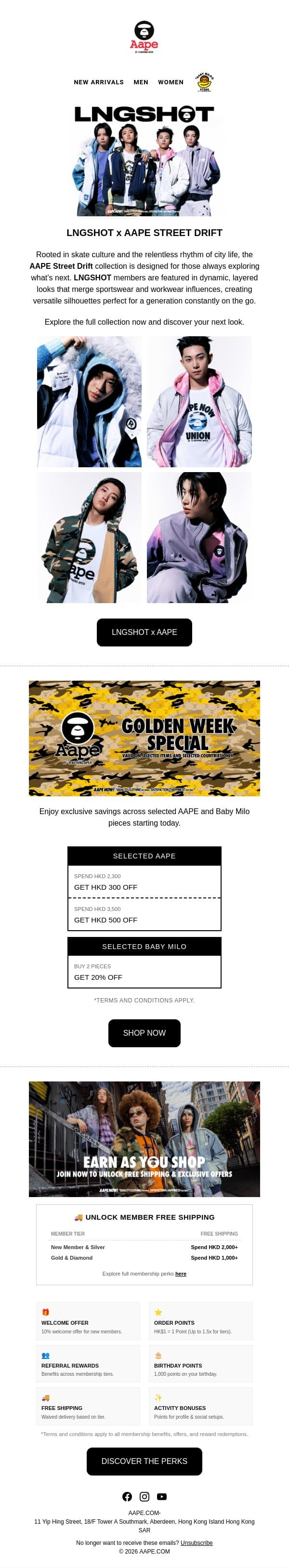 LNGSHOT x AAPE STREET DRIFT: The Rhythm of the City 🏙️️ email from Aape screenshot