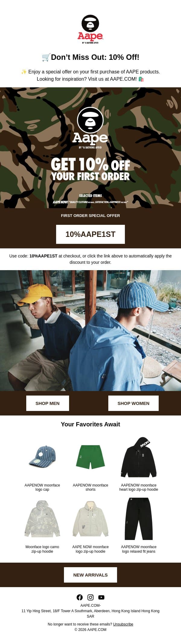 🔥Don't forget about your 10%OFF discount email from Aape screenshot