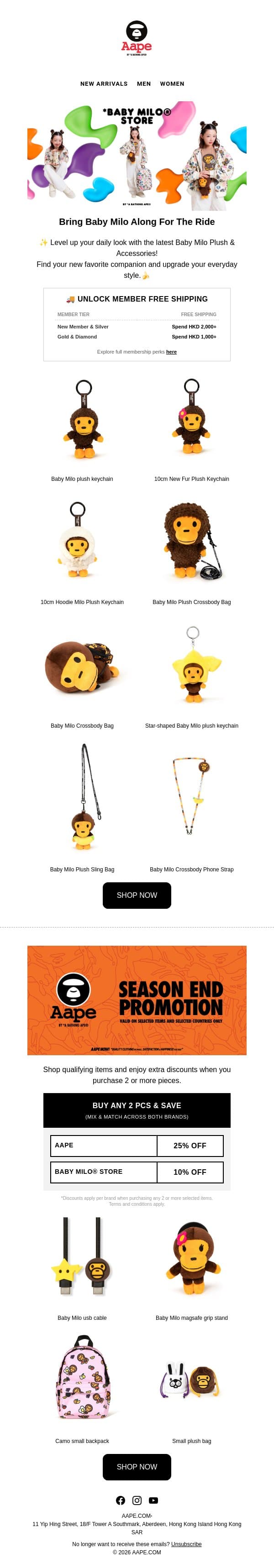 🐵✨Take Baby Milo Wherever You Go! email from Aape screenshot