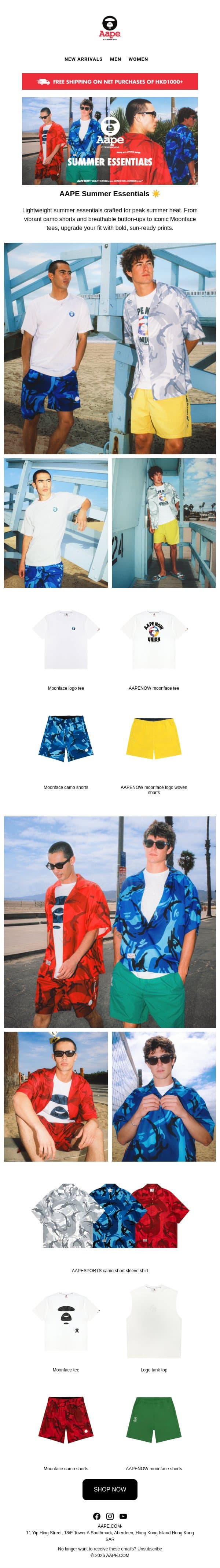 ☀️AAPE Summer Essentials | Made for the heat email from Aape screenshot