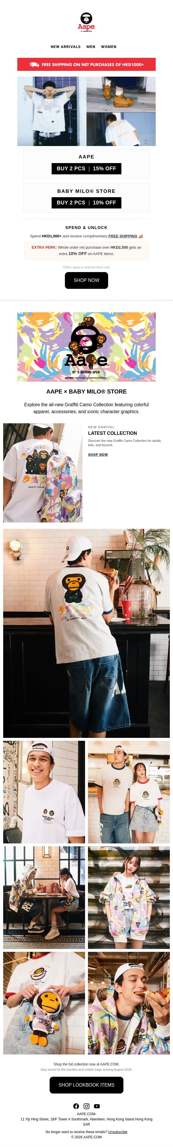 🎨 AAPE × BABY MILO® STORE: The New Graffiti Camo Look email from Aape screenshot