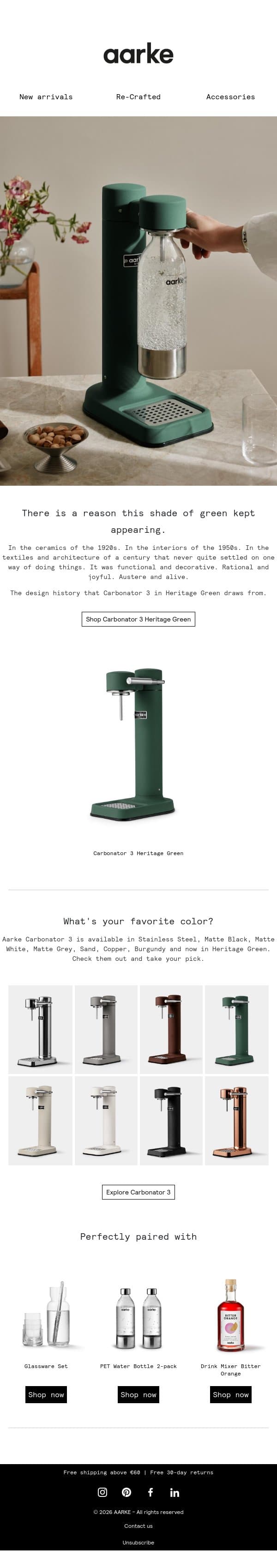 The green that kept coming back. email from Aarke screenshot