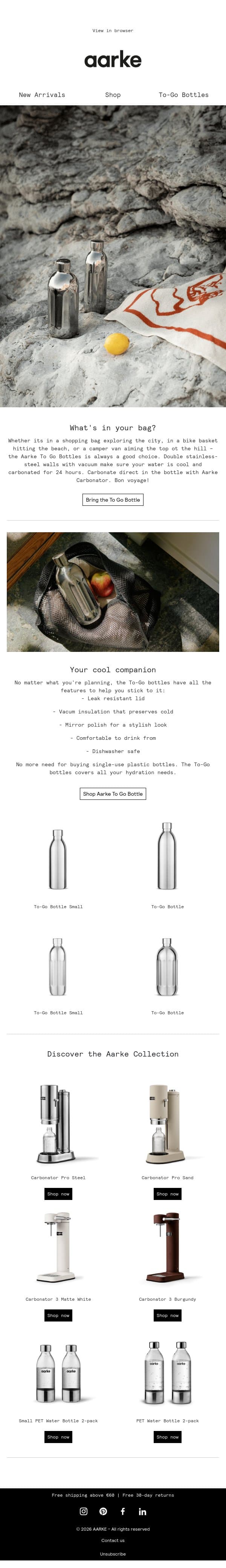 Fizz on the go email from Aarke screenshot