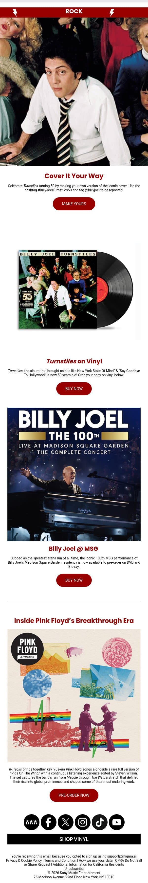 Billy Joel's Turnstiles Turns 50 — Cover It Your Way email from AC/DC screenshot
