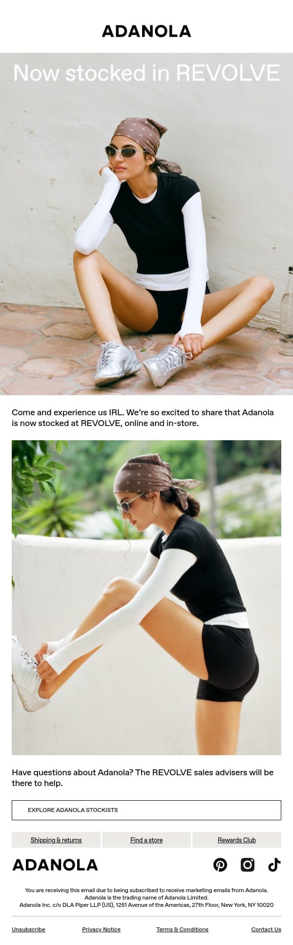 Hey! Try us IRL email from Adanola screenshot