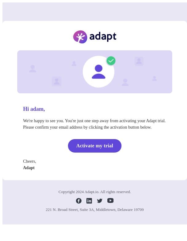 Confirm your email email from Adapt.io screenshot
