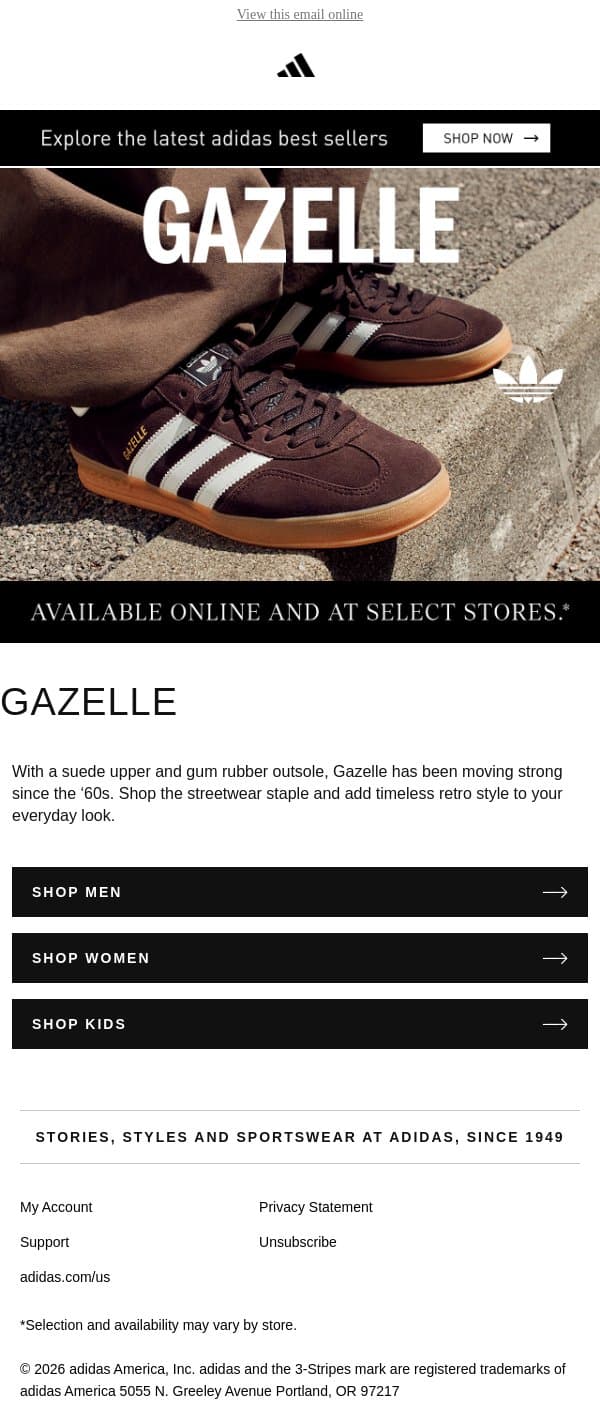 Make Gazelle your own email from adidas screenshot