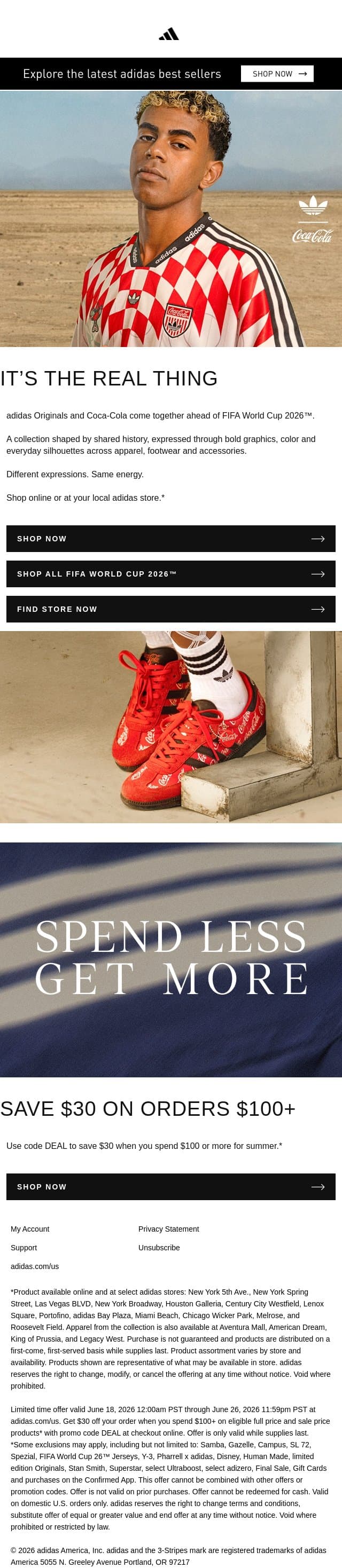 adidas Originals and Coca-Cola unite email from adidas screenshot