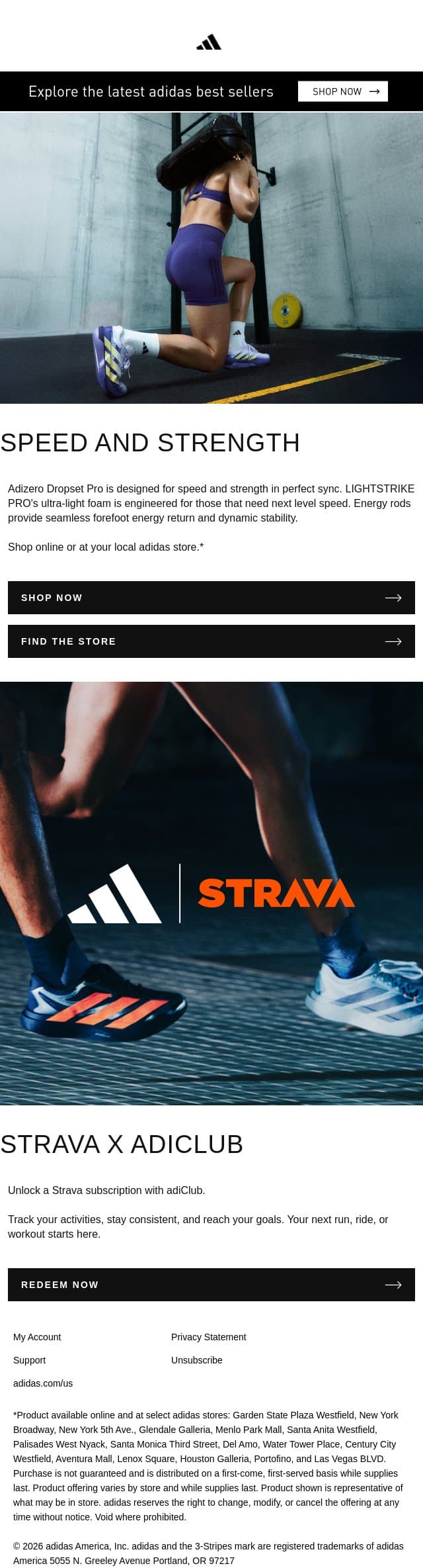 Adizero Dropset Pro is ready to race email from adidas screenshot