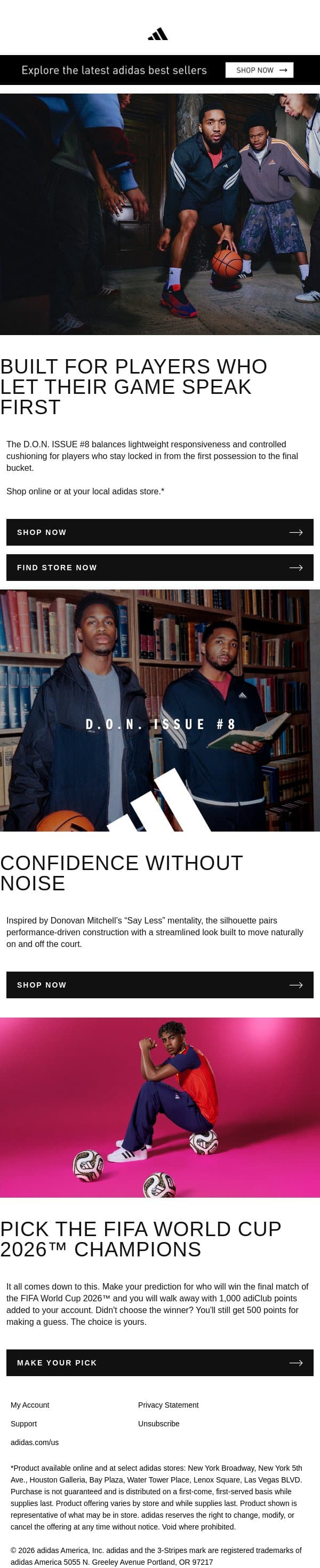 D.O.N. ISSUE #8 email from adidas screenshot